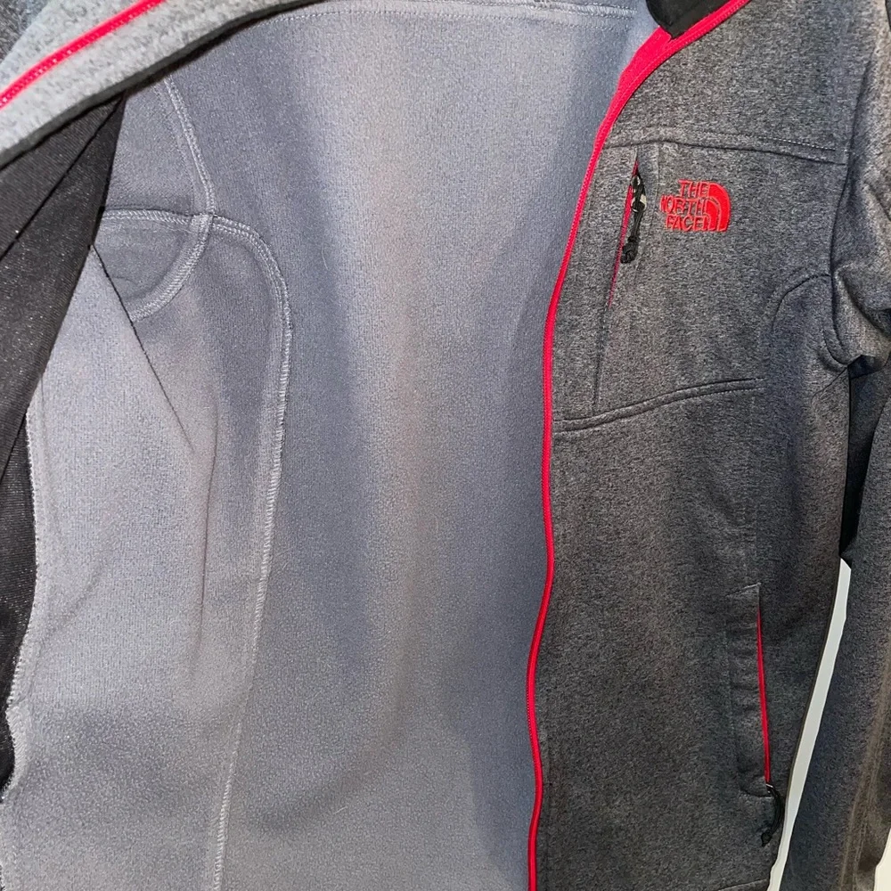 The North Face Men's Charcoal Jacket with Red Trim